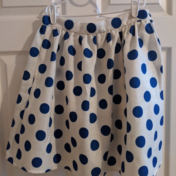Polka Dot Blue & White Mini Skirt w/ Tulle Lining - Picture 4 of 5
